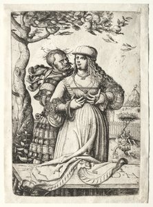 Soldier embracing a woman de Daniel I Hopfer
