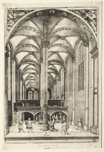 Vista en el interior de la iglesia de Santa Catalina en Augsburgo de Daniel I Hopfer