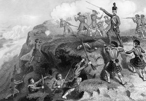 Los Highlanders atacando el reducto ruso, Batalla del Alma, 1854, 1857 de Daniel John Pound