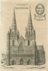 Catedral de Lichfield - Fachada Oeste: grabado, s.f. [?finales del siglo XVII]
