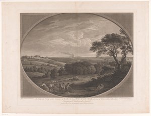 Gezicht op London, gezien vanaf Hampstead Heath Una vista del norte de las ciudades de Londres y Westminster, con parte de Highgate tomada de Hampstead Heath, cerca de los españoles (título sobre el objeto) de Daniel Lerpinière