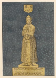 Placa de latón para la Sra. Hester Heve de la iglesia de East Ham de Daniel Lysons