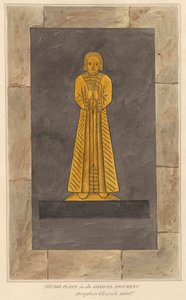 Placa de latón para hombre no identificado, Pavimento del presbiterio de la iglesia de Drayton