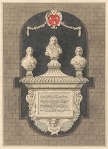 Monumento a Sir John Benett y sus esposas Elizabeth y Bridget de la iglesia de Harlington de Daniel Lysons