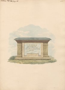 Tumba de John Evans desde la iglesia de Feltham de Daniel Lysons
