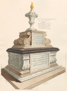 Tumba de la familia Watts, desde la iglesia de West Ham de Daniel Lysons