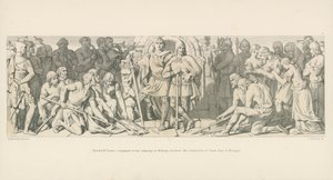 Harold, compañero de Guillermo en su campaña en Bretaña, recibe la sumisión de Conan, conde de Bretaña de Daniel Maclise