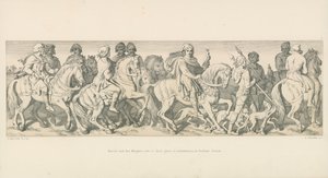 Harold y sus caballeros cabalgan hacia su lugar de embarque, en Bosham, Sussex de Daniel Maclise