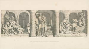 Harold y los sajones están confinados en el castillo de Beaurain, cerca de Montreuil de Daniel Maclise