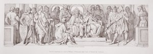 Harold, partiendo en una visita a Guillermo de Normandía, se despide de Eduardo el Confesor, de 