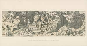 El barco de Harold varado en la costa normanda, en el territorio de Guy, Conde de Ponthieu de Daniel Maclise
