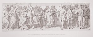 Morcar, elegido Conde de Northumbria, en lugar de Tostig, Harold media con los Nuncois de la elección de Daniel Maclise