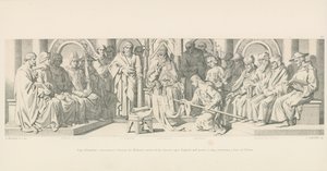 El Papa Alejandro consagra una bandera para el servicio de Guillermo en su descenso sobre Inglaterra y otorga un anillo que contiene un cabello de San Pedro de Daniel Maclise