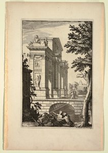 Placa en Nouveaux Livre de Paysages (Nuevo libro de paisajes) de Daniel Marot