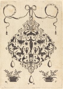 Gran colgante, Flora de pie, sosteniendo una guirnalda de frutas de Daniel Mignot