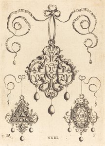 Tres Colgantes de Ornamentación, Los Inferiores Triangulares y Ovalados de Daniel Mignot
