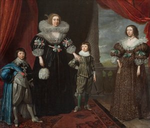 Christian Bruce, Condesa de Devonshire, y sus hijos, c. 1629 de Daniel Mytens