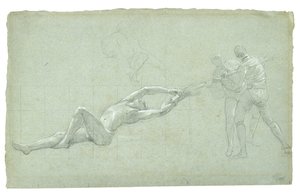 Estudio para El sitio de Gibraltar (Estudio de figura rescatada y dos figuras tirando de un remo), 1785-1786 de Daniel Mytens