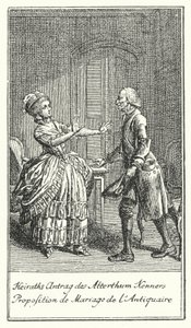 Propuesta de matrimonio del anticuario (grabado) de Daniel Nikolaus (after) Chodowiecki