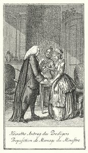 Propuesta de matrimonio del clérigo (grabado) de Daniel Nikolaus (after) Chodowiecki