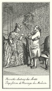 Propuesta de matrimonio del doctor (grabado) de Daniel Nikolaus (after) Chodowiecki
