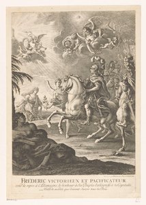 Representación alegórica con Federico el Grande a caballo Fréderic victorieux et pacificateur (...) (título sobre objeto)
