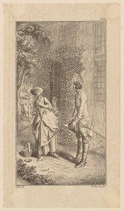 La visita de Bunkel a su amigo Carl Turner, página 5 de «Vida, observaciones y opiniones de Johann Bunkel» de Daniel Nikolaus Chodowiecki