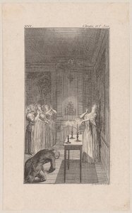 Clarisse amenaza a Lovelace con apuñalarlo de Daniel Nikolaus Chodowiecki