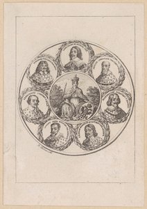Germania con los retratos del emperador Fernando III y de seis príncipes electores de la época de la Guerra de los Treinta Años de Daniel Nikolaus Chodowiecki