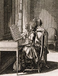 Música, mujer tocando la espineta, de Daniel Niklaus Chodowiecki (1726-1801), de Occupations des dames, Alemania, Polonia