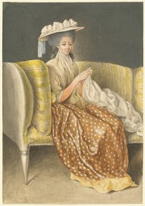 Retrato de una dama cosiendo de Daniel Nikolaus Chodowiecki
