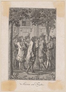 Scarron en la ventana. Relato de Kretschmann de Daniel Nikolaus Chodowiecki