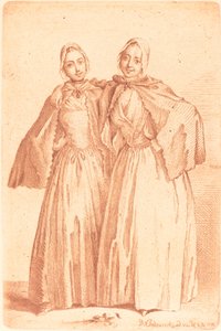 Dos damas de pie (Demoiselles Quantin) de Daniel Nikolaus Chodowiecki