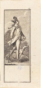 Joven con Espada, Bastón y Perro