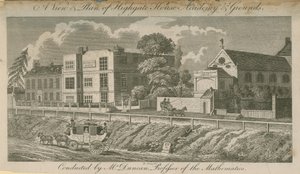 Vista y plano de los terrenos de Highgate House Academy de Daniel Orme