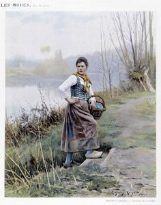 Mujer regresando del río por R. Knight, c. 1905