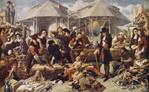 Pedro el Grande en el astillero de Deptford, Londres de Daniel after Maclise