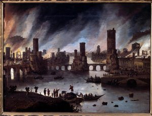 Vista del incendio de Troya de Daniel van Heil