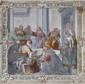 Cristo entre los doctores (fresco) de Daniele Crespi