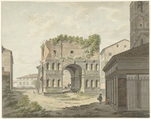 El arco de Janus quadrifons y parte de S. Giorgio in Velabro en Roma de Daniël Dupré