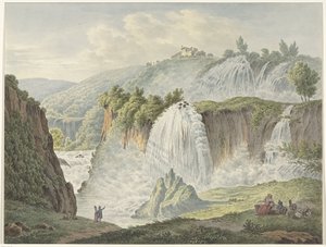 Vista de las cascadas de Tivoli. de Daniël Dupré
