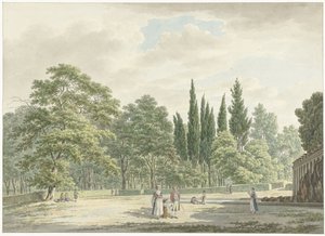 Paseantes en una terraza de la Villa Conti en Frascati