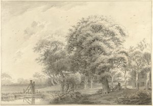 Paisaje con una casa de campo de estilo neoclásico al fondo de Daniël Kerkhoff