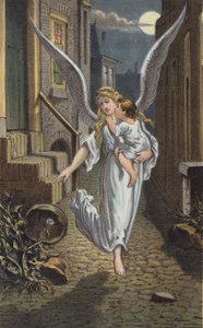 El ángel (litografía en color) de Danish School