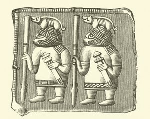 Guerreros de la era vikinga (grabado) de Danish School