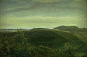 La costa de Jutlandia vista desde las colinas de Mølleknap en Funen. Estudio