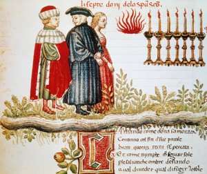 Virgilio, Dante y Matelda, Purgatorio, Canto XXIX, página iluminada de la Divina Comedia, de Dante Alighieri (1265-1321)