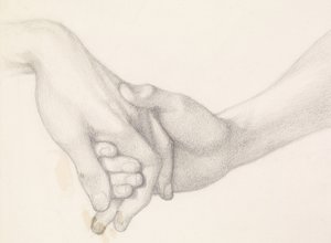El Sueño de Dante en el Momento de la Muerte de Beatriz - Estudio de Dante Sosteniendo la Mano del Amor de Dante Gabriel Charles Rossetti