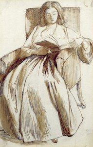 Elizabeth Siddal leyendo un libro de Dante Gabriel Charles Rossetti