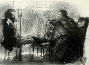 Elizabeth Siddal dibujando a Rossetti, 1853, 1947 de Dante Gabriel Charles Rossetti